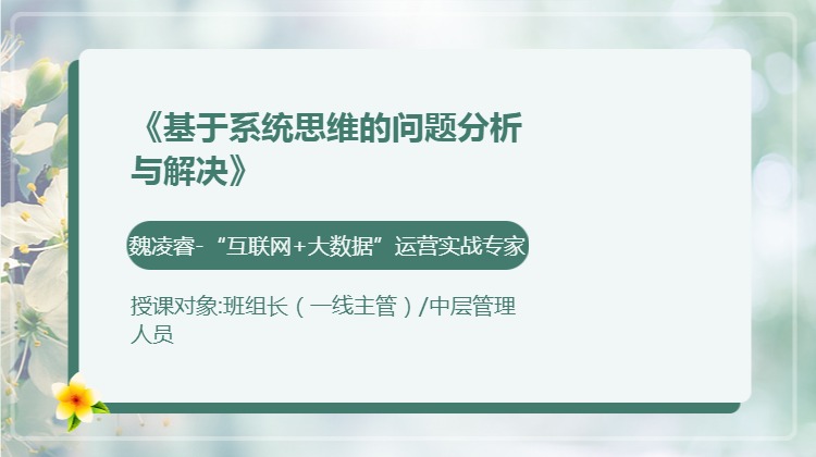 《基于系统思维的问题分析与解决》