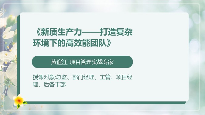 《新质生产力——打造复杂环境下的高效能团队》