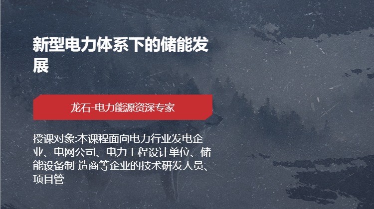 新型电力体系下的储能发展