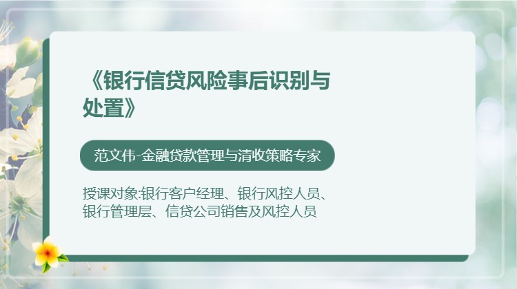 《银行信贷风险事后识别与处置》