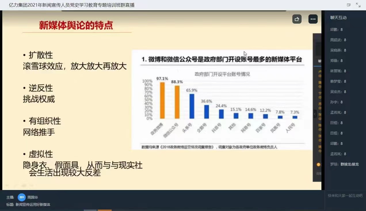 【周国华老师】11月5号为福州市亿力集团讲授《新闻宣传人员如何运用好新媒体》课程圆满结束！